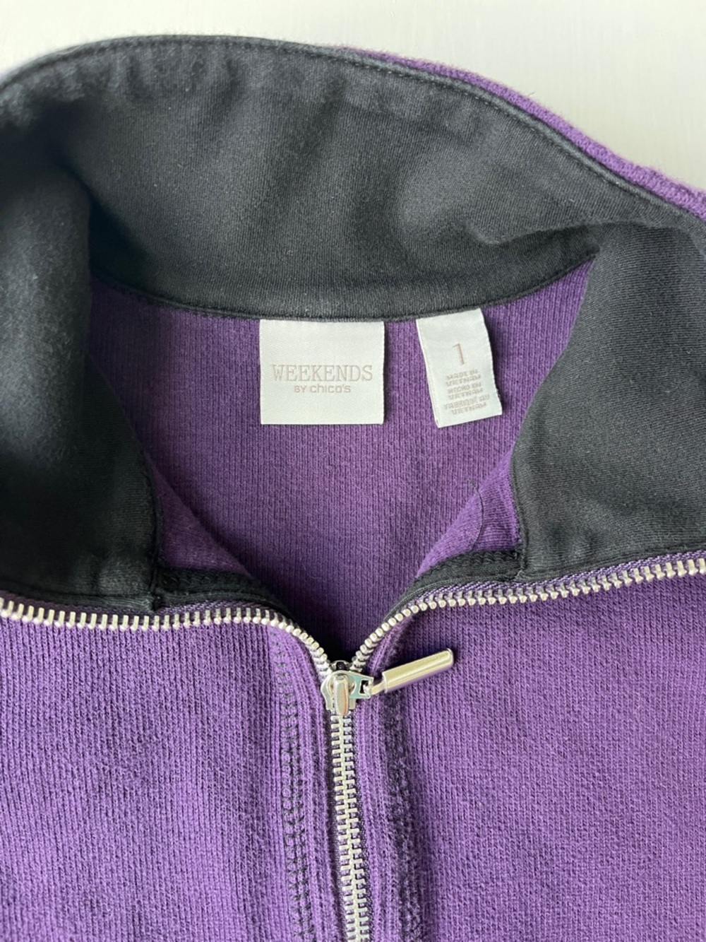 CHICO’S Purple Zip-Front Fleece Jacket - Picture 2 of 7